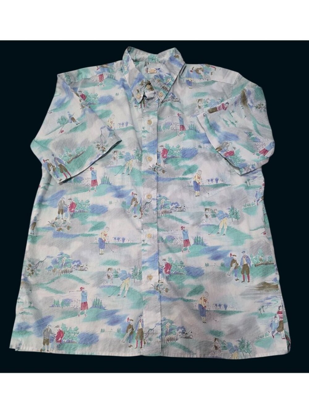 Vintage Reyn Spooner Hawaiian Golf Men's Button-Up Shirt L Pastel